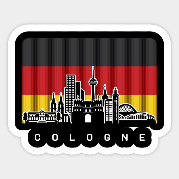 Cologne Germany Skyline German Flag Sticker by travel2xplanet